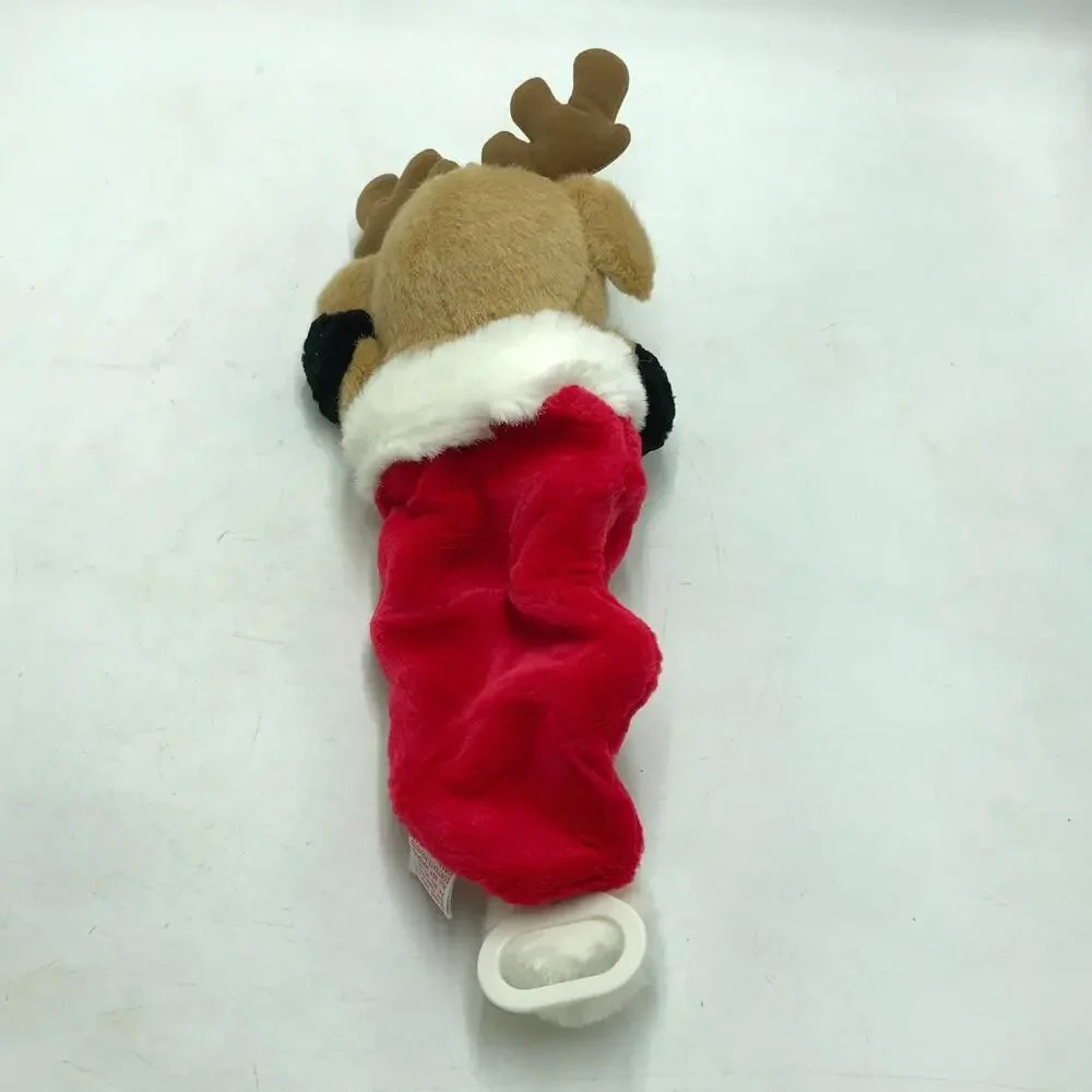 Vintage Dakin Plush Reindeer Pull Musical Christmas Holiday Red 1993 Works